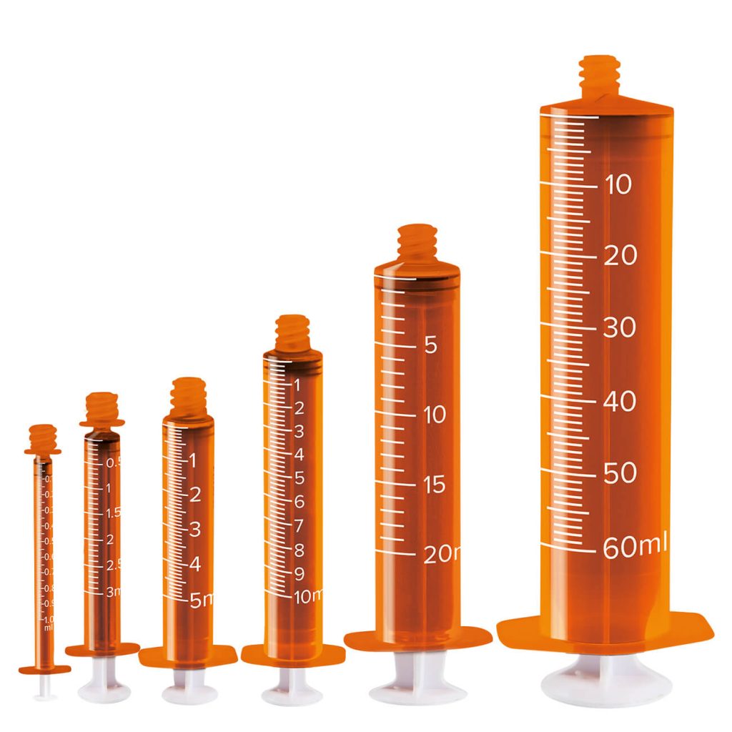 ISOSAF Amber Barrel Enteral Syringes Single Use